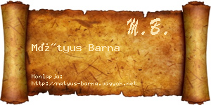 Mátyus Barna névjegykártya